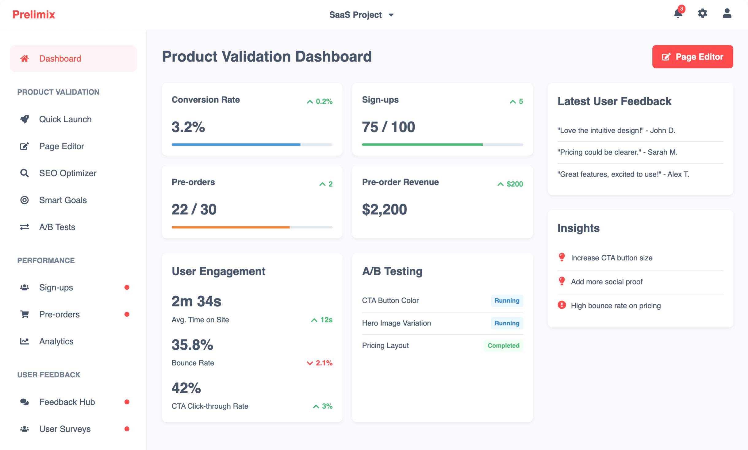 Prelimix Dashboard